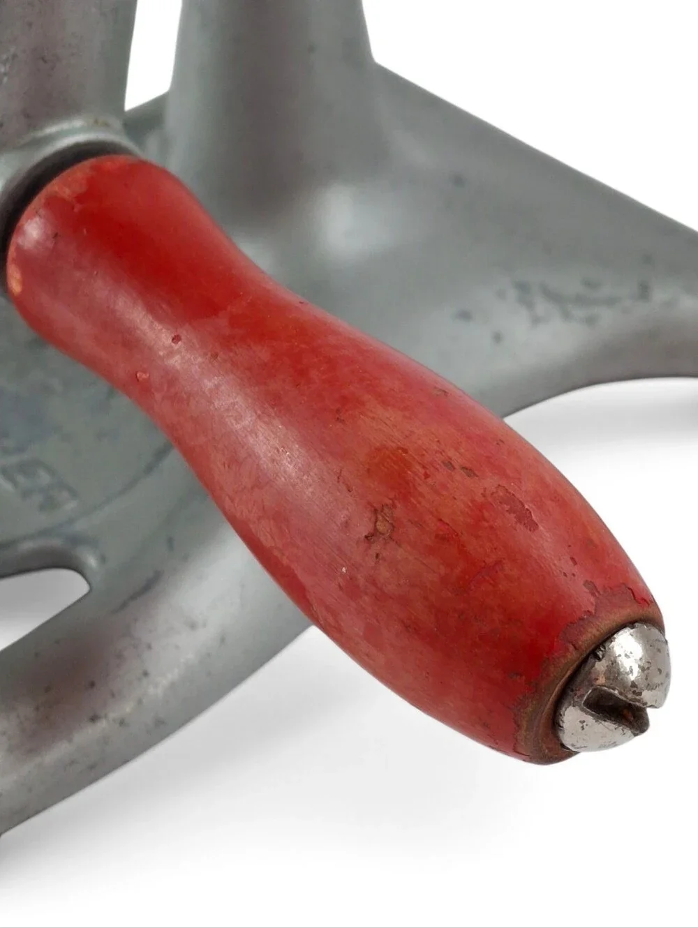 Vintage National Ice Crusher Red Wooden Hand Crank Countertop Tabletop Barware